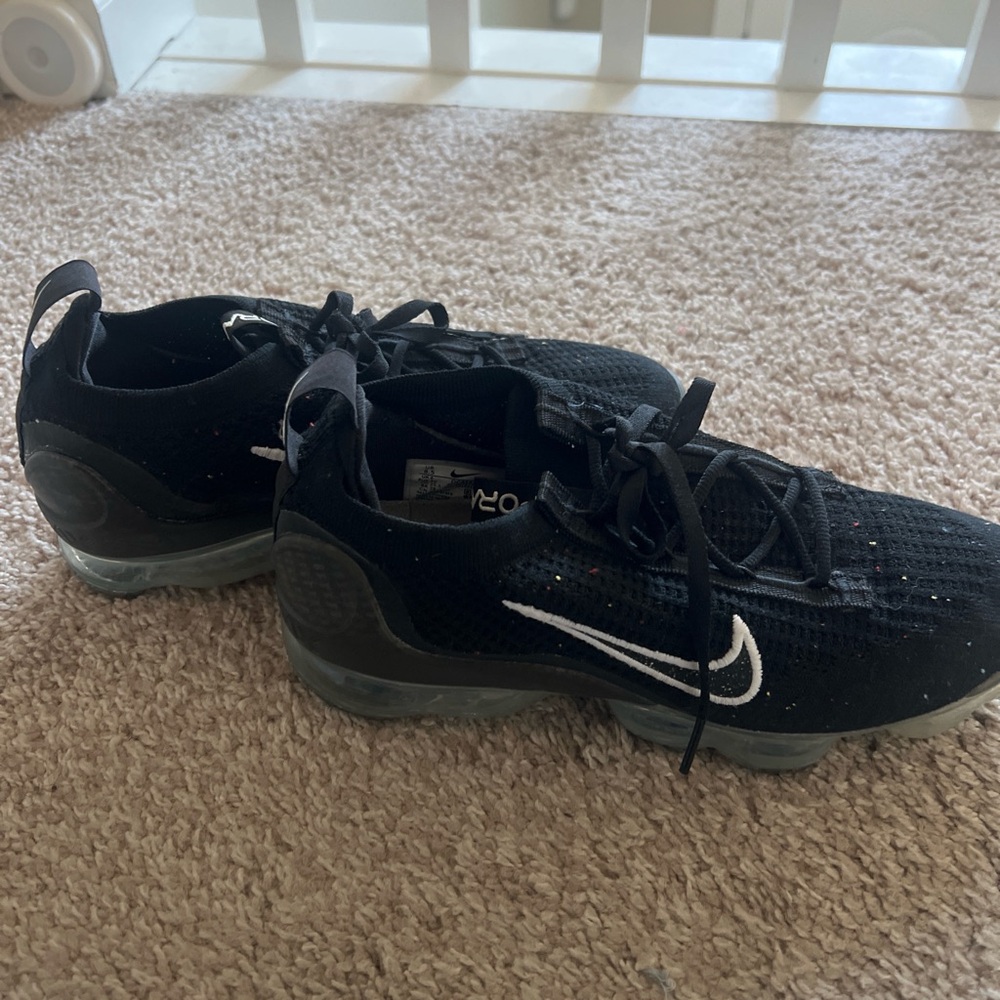 Nike Black and White VaporMax Knit Running Shoes